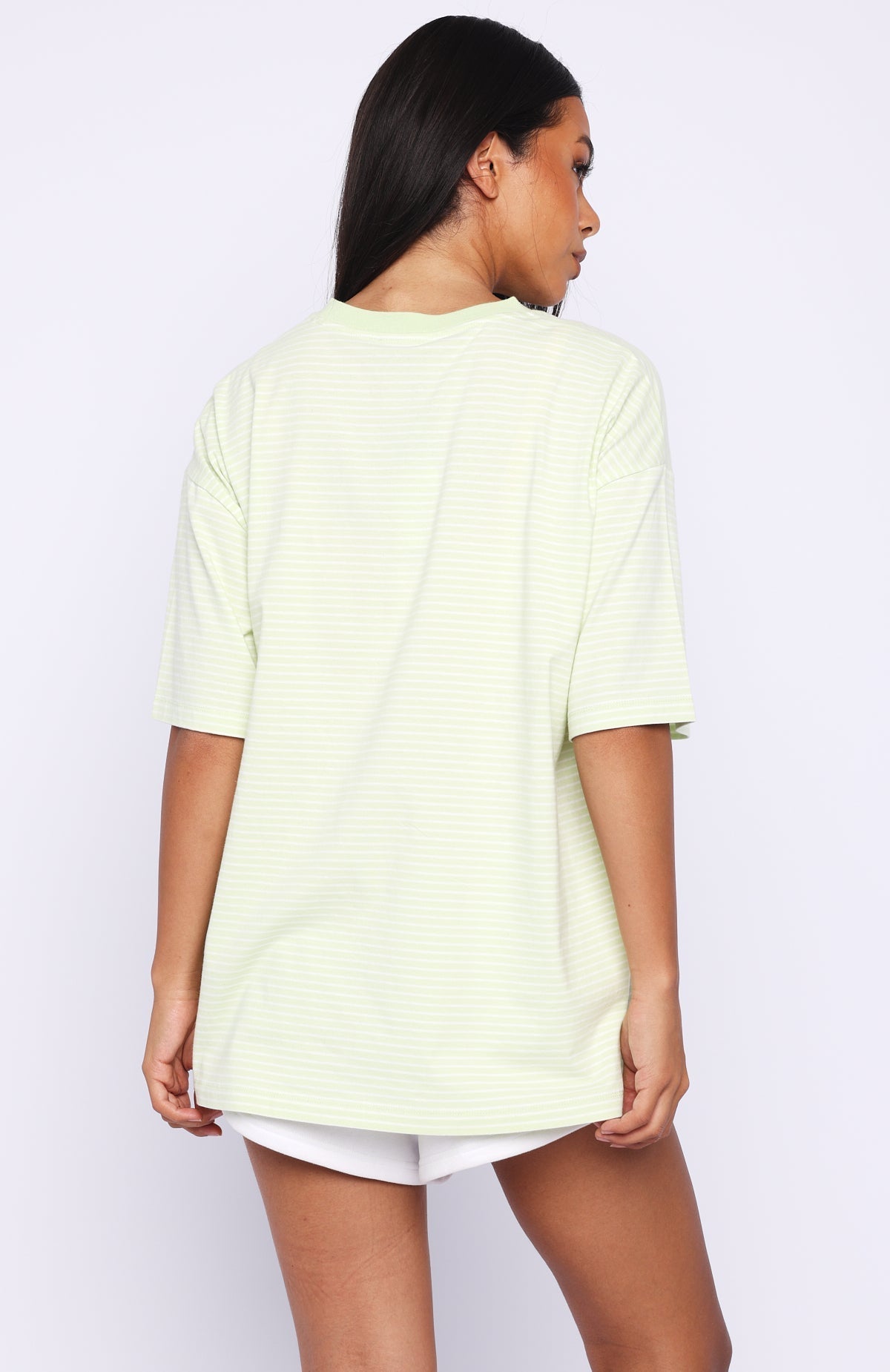 White Fox Touchdown Oversized Tee Lime Stripe