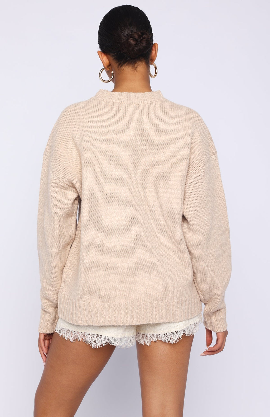 White Fox Apres Ski With Me Knit Sweater Beige