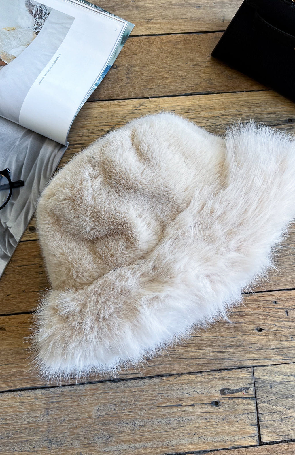 White Fox Trixie Faux Fur Hat Cream