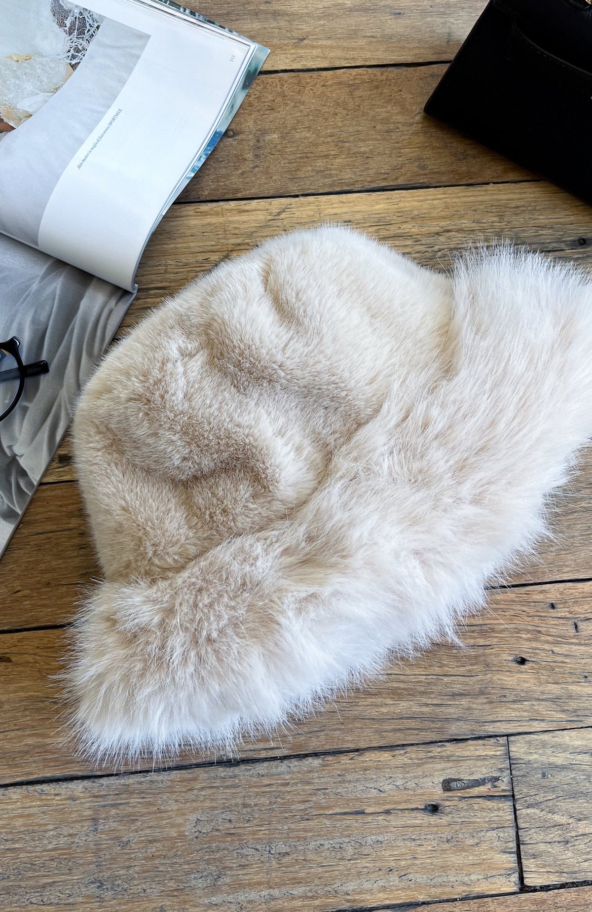 White Fox Trixie Faux Fur Hat Cream