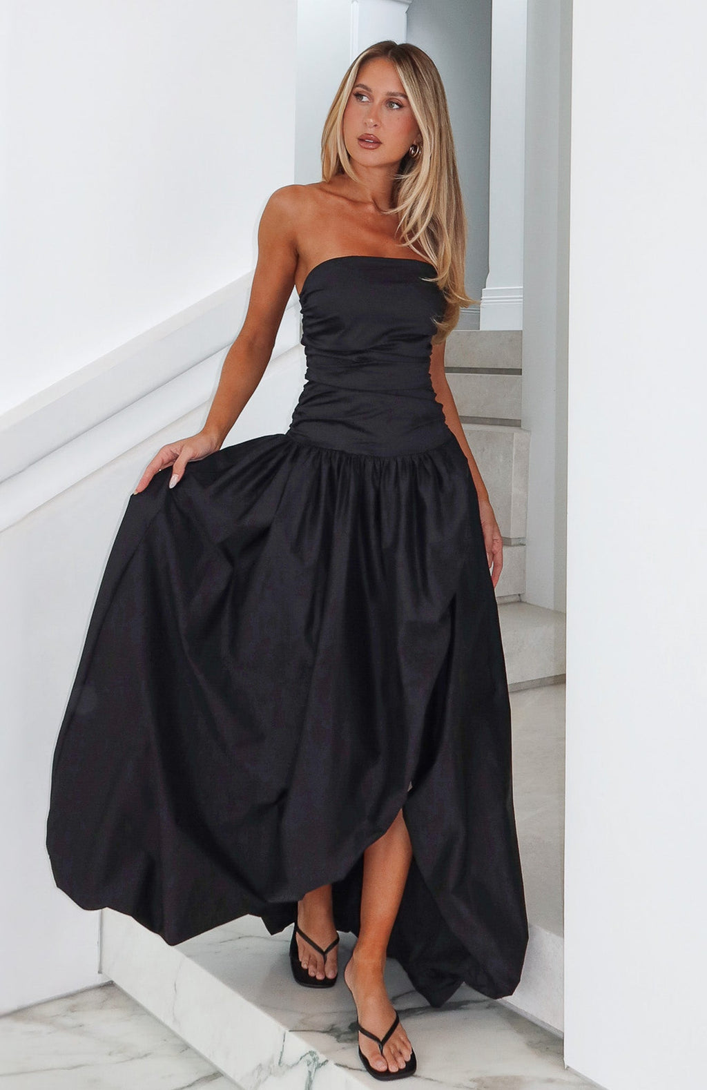 White Fox Keep My Promise Strapless Maxi Dress Black