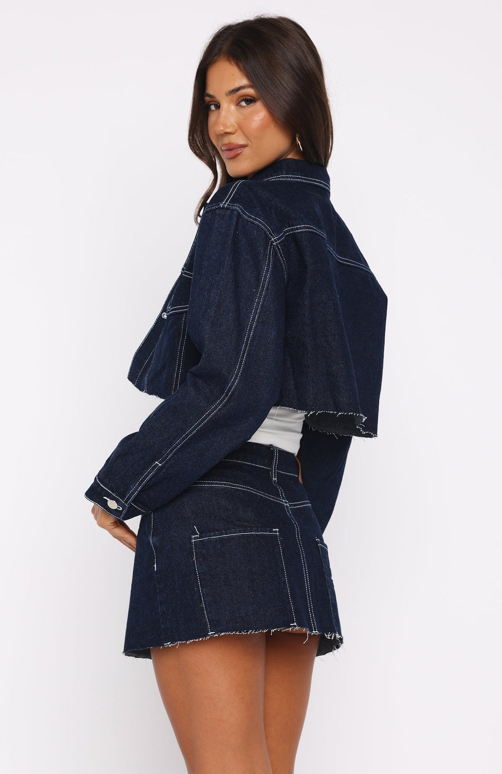 White Fox Something To Prove Denim Mini Skirt Dark Indigo