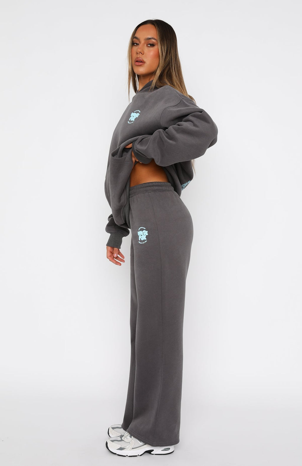 White Fox With Love For You Wide Leg Sweatpants Volcanic