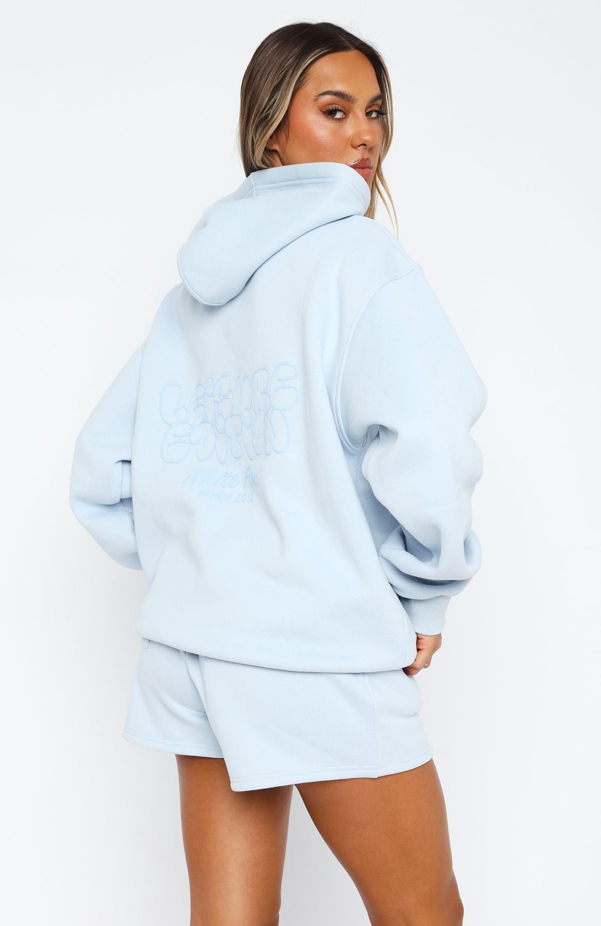 White Fox Leisure Edition Oversized Hoodie Baby Blue