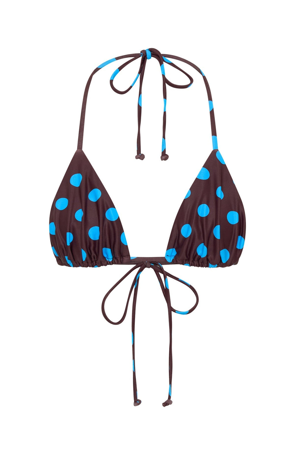 White Fox Golden Hour Bikini Top Cocoa Blue Polka Dot