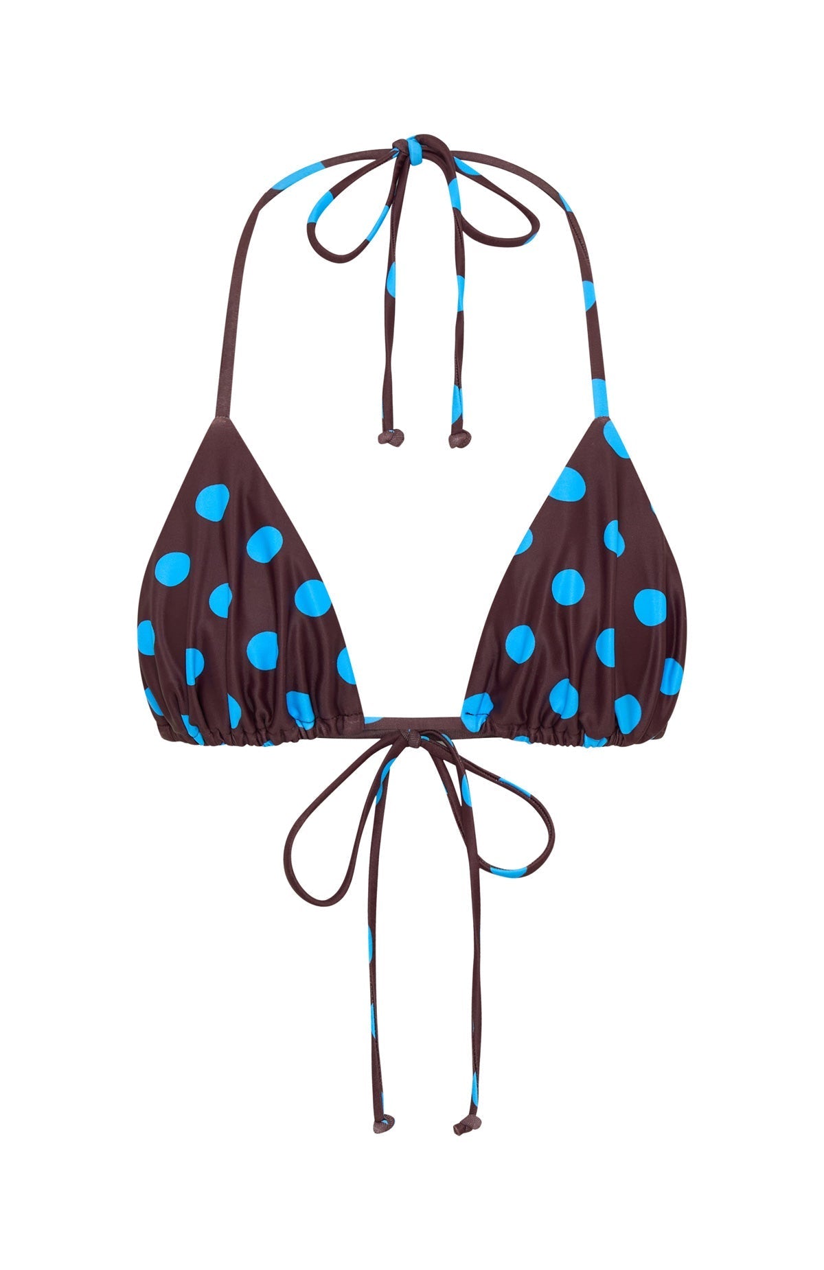 White Fox Golden Hour Bikini Top Cocoa Blue Polka Dot