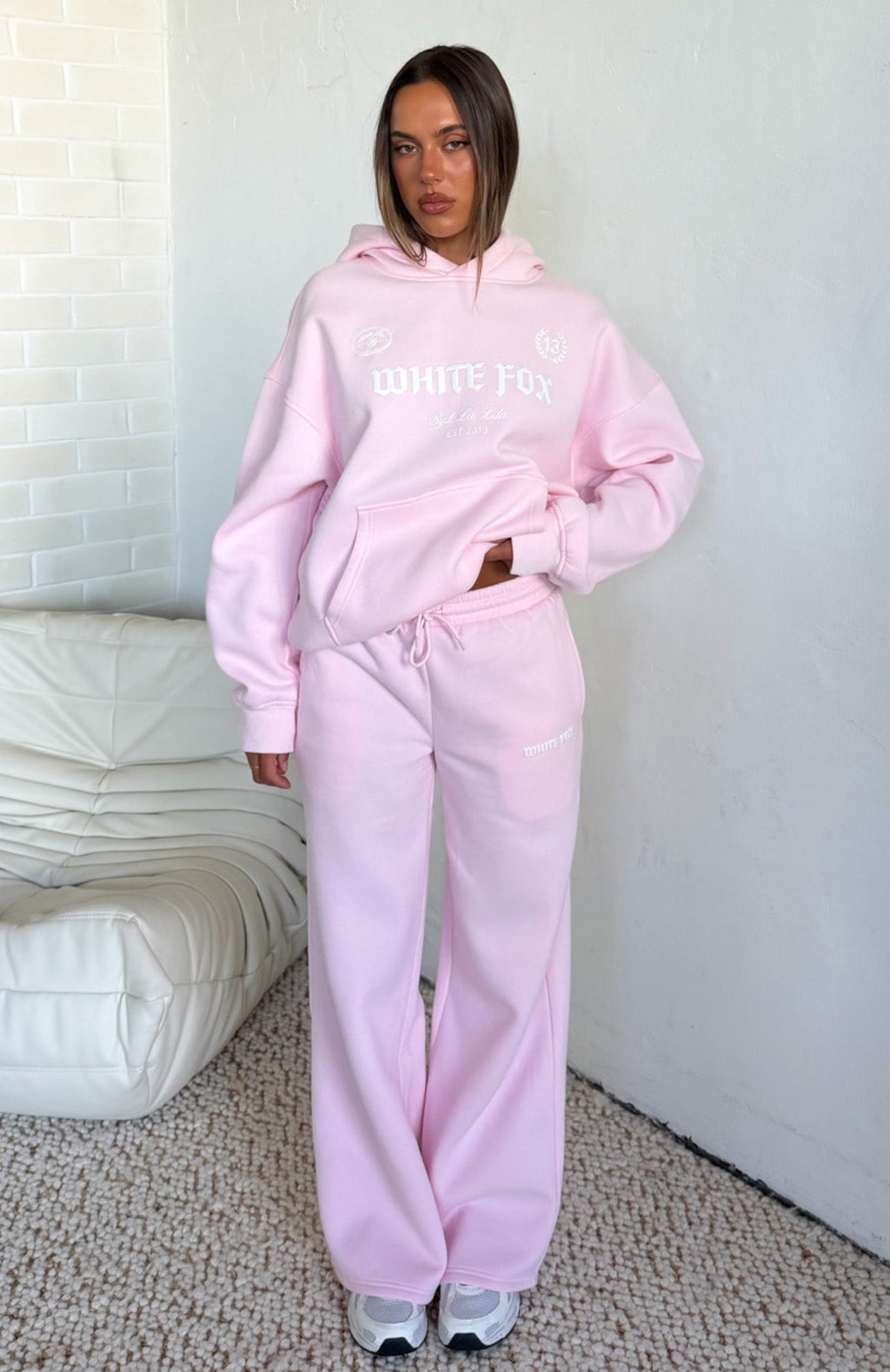 White Fox Vibe Too High Wide Leg Sweatpants Pink