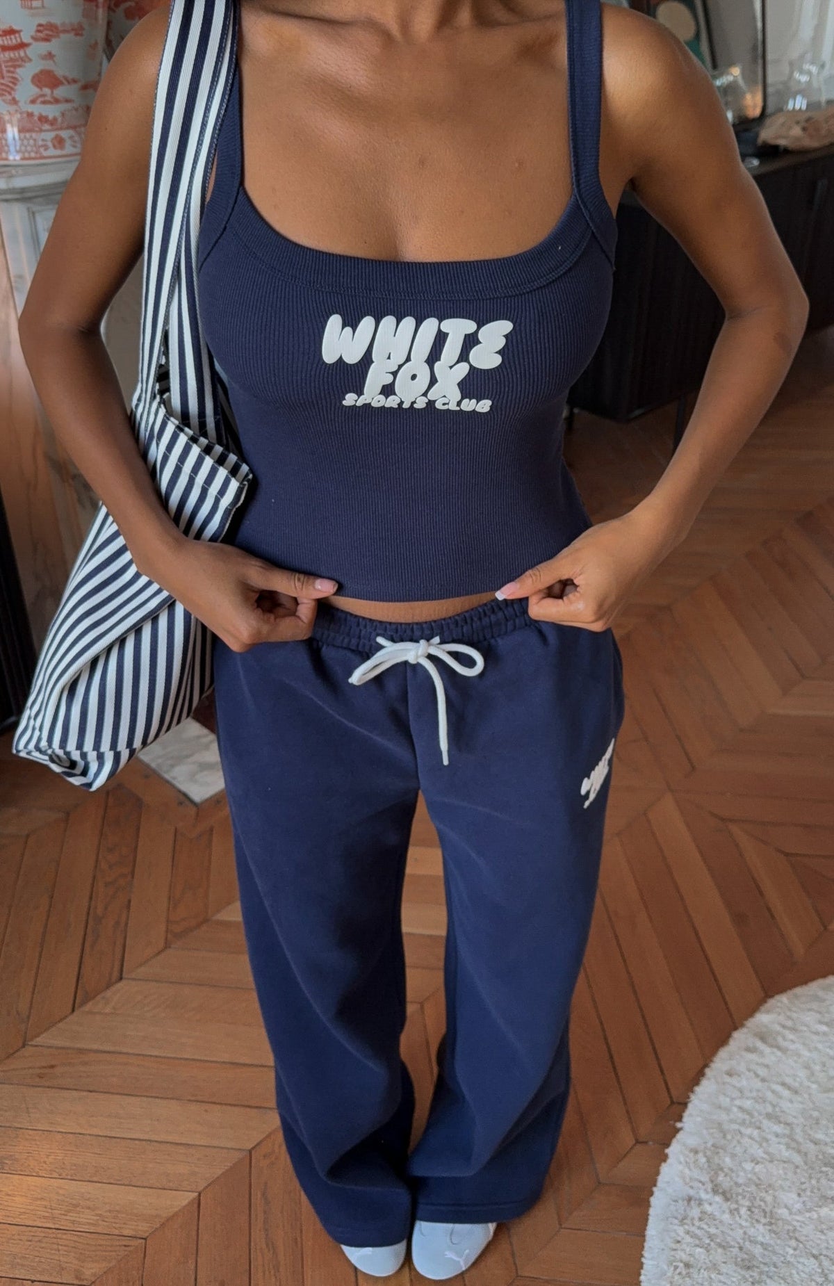 White Fox Club 14 Allie Wide Leg Sweatpants Navy