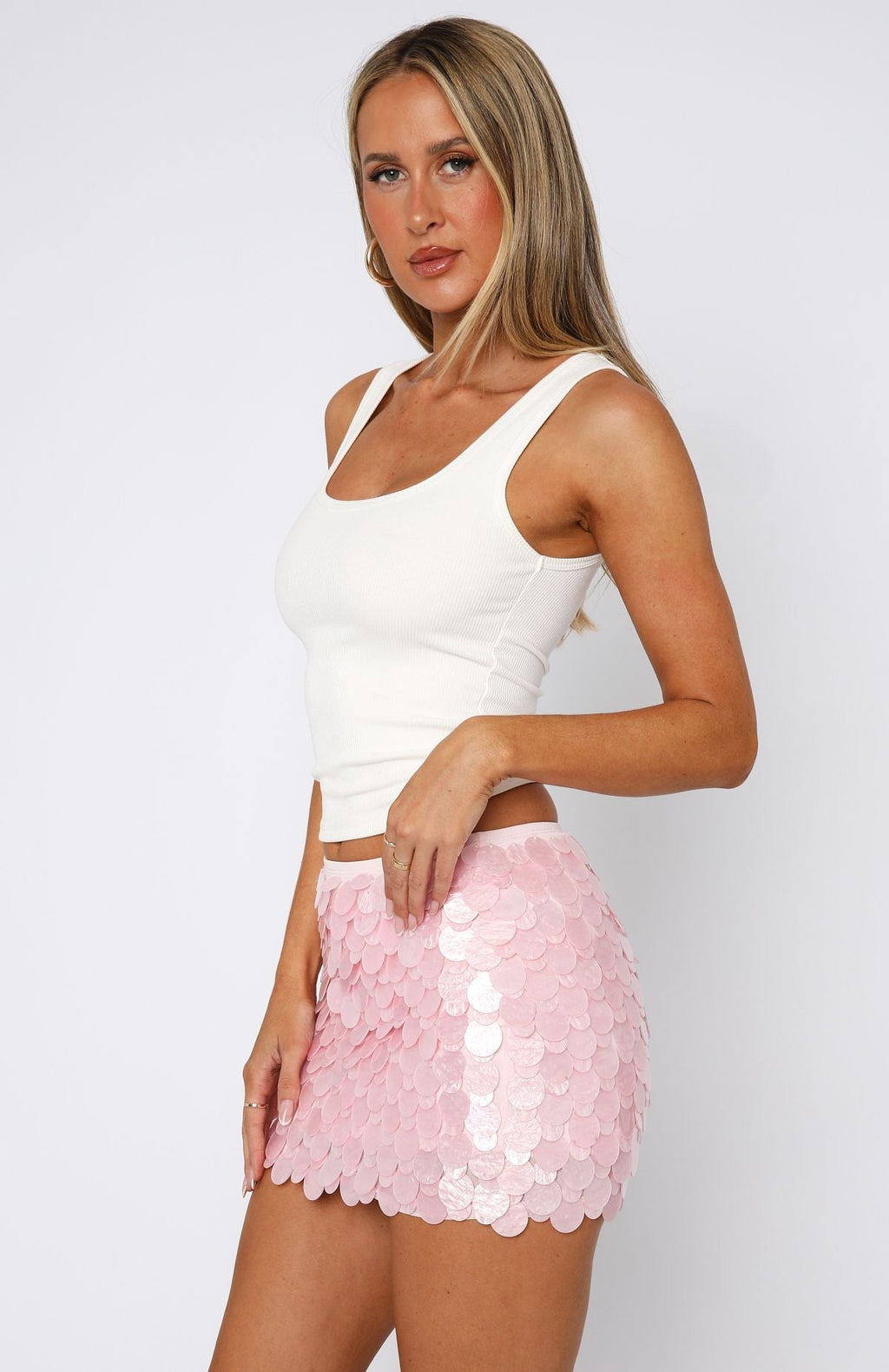 White Fox Ariel Mini Skirt Pink Shell