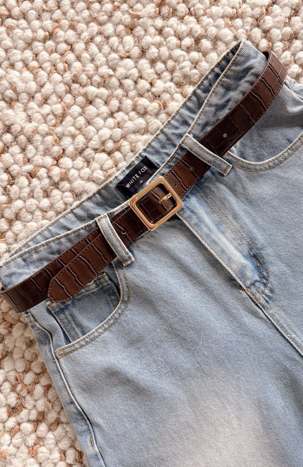 White Fox Elvio Belt Chocolate Croc