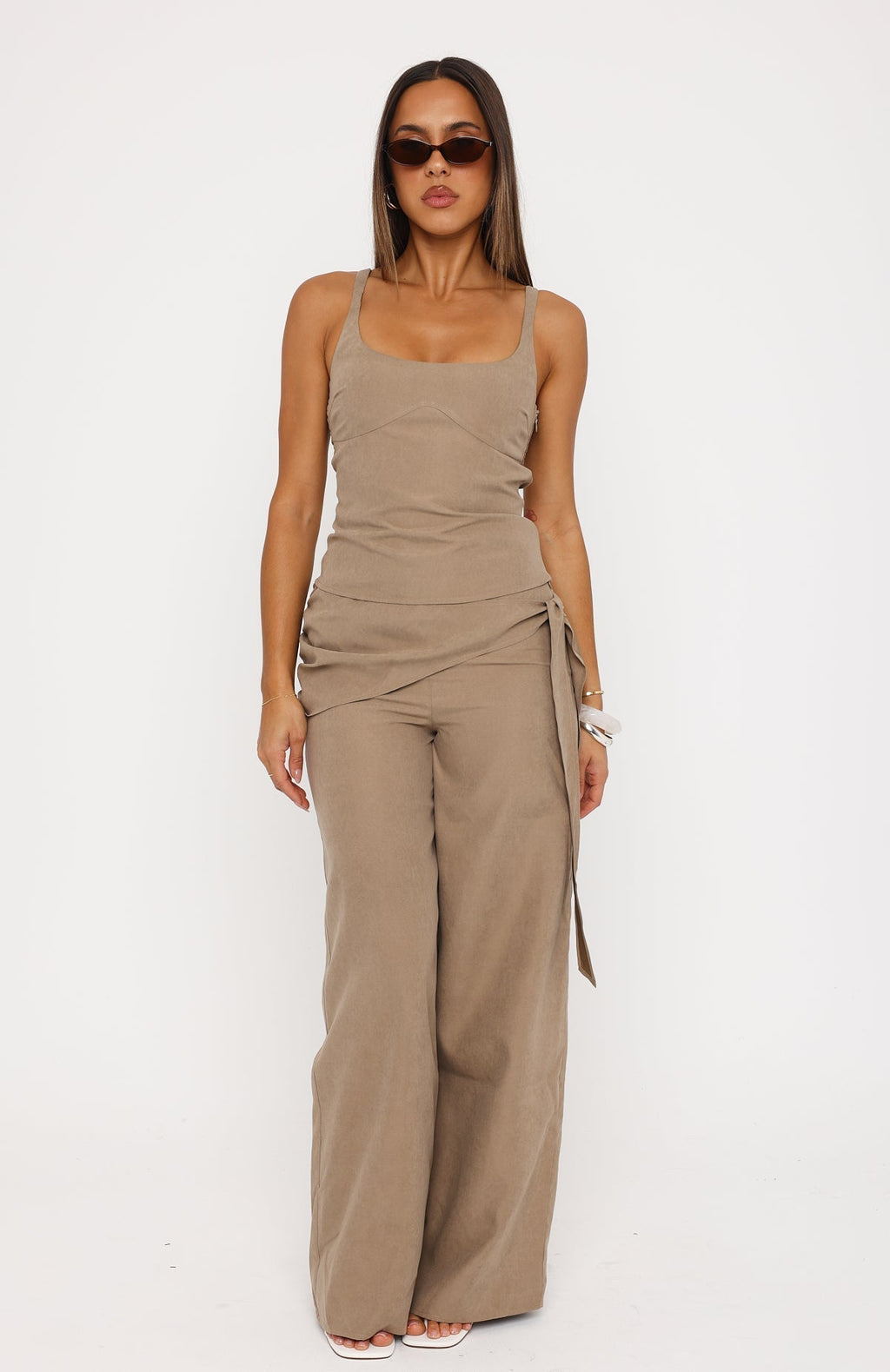 White Fox Belle Mood Pants Taupe