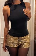White Fox Bold Moves Sequin Shorts Gold