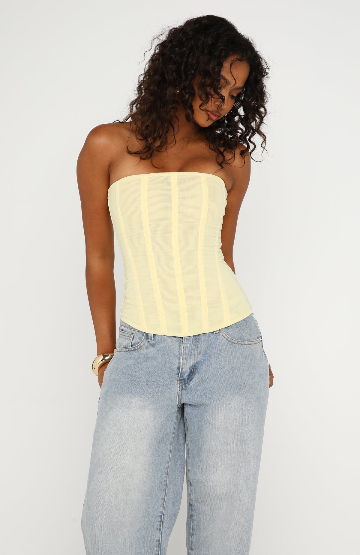 White Fox Tell Me A Secret Strapless Bustier Lemon