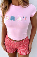 White Fox Pretty In Pink Baby Tee Baby Pink