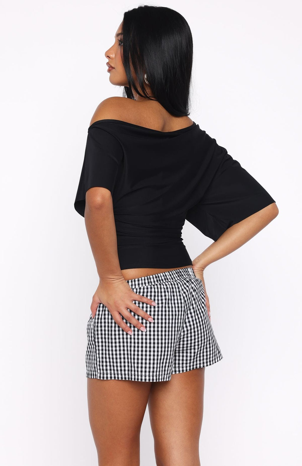 White Fox Marrakech Moments Cinched Waist Top Black