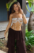 White Fox Lumiere Beaded Top Pearl/Gold