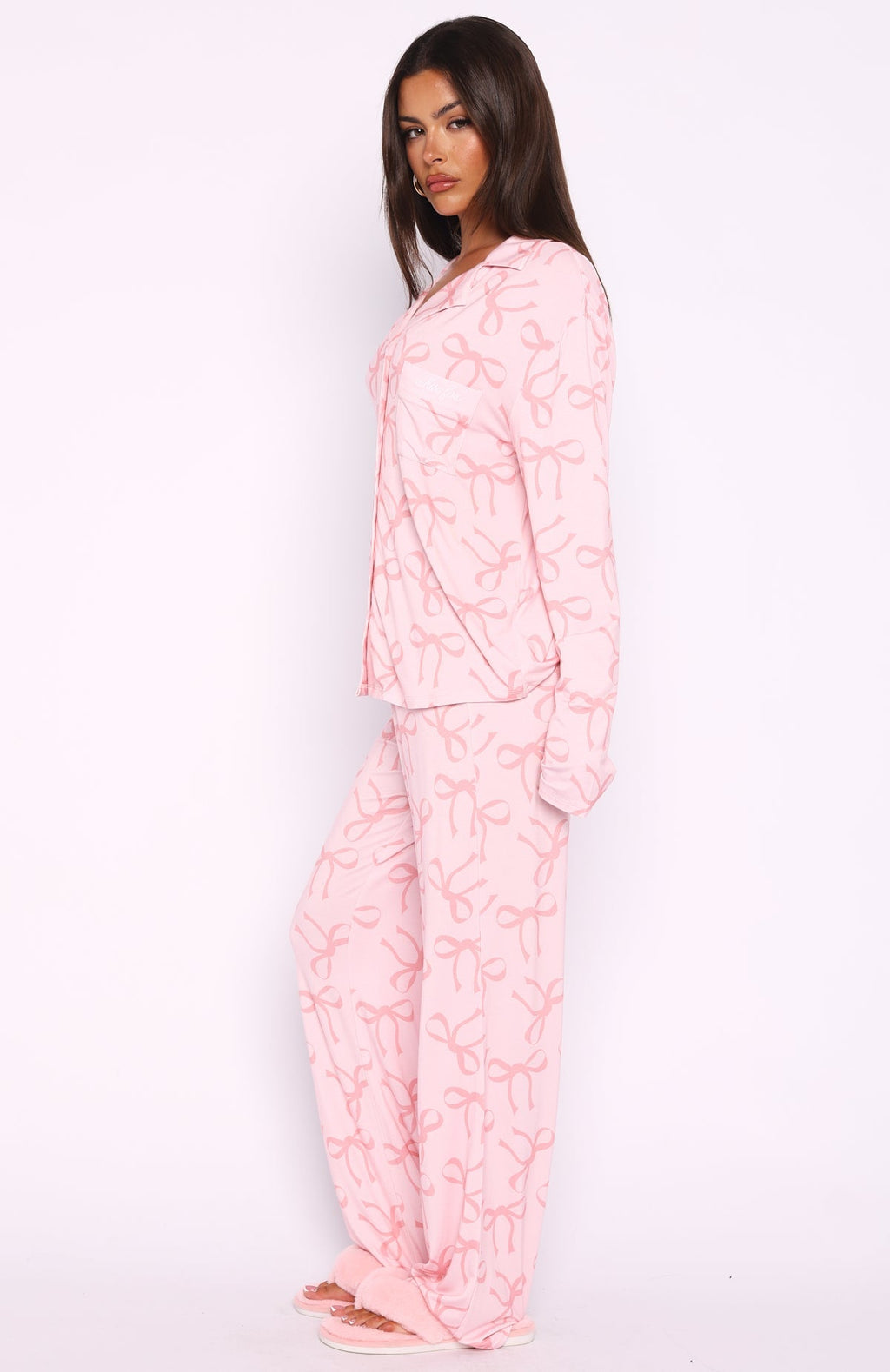 White Fox Pillow Talk Printed Long Sleeve Pyjama Set Posy Bow