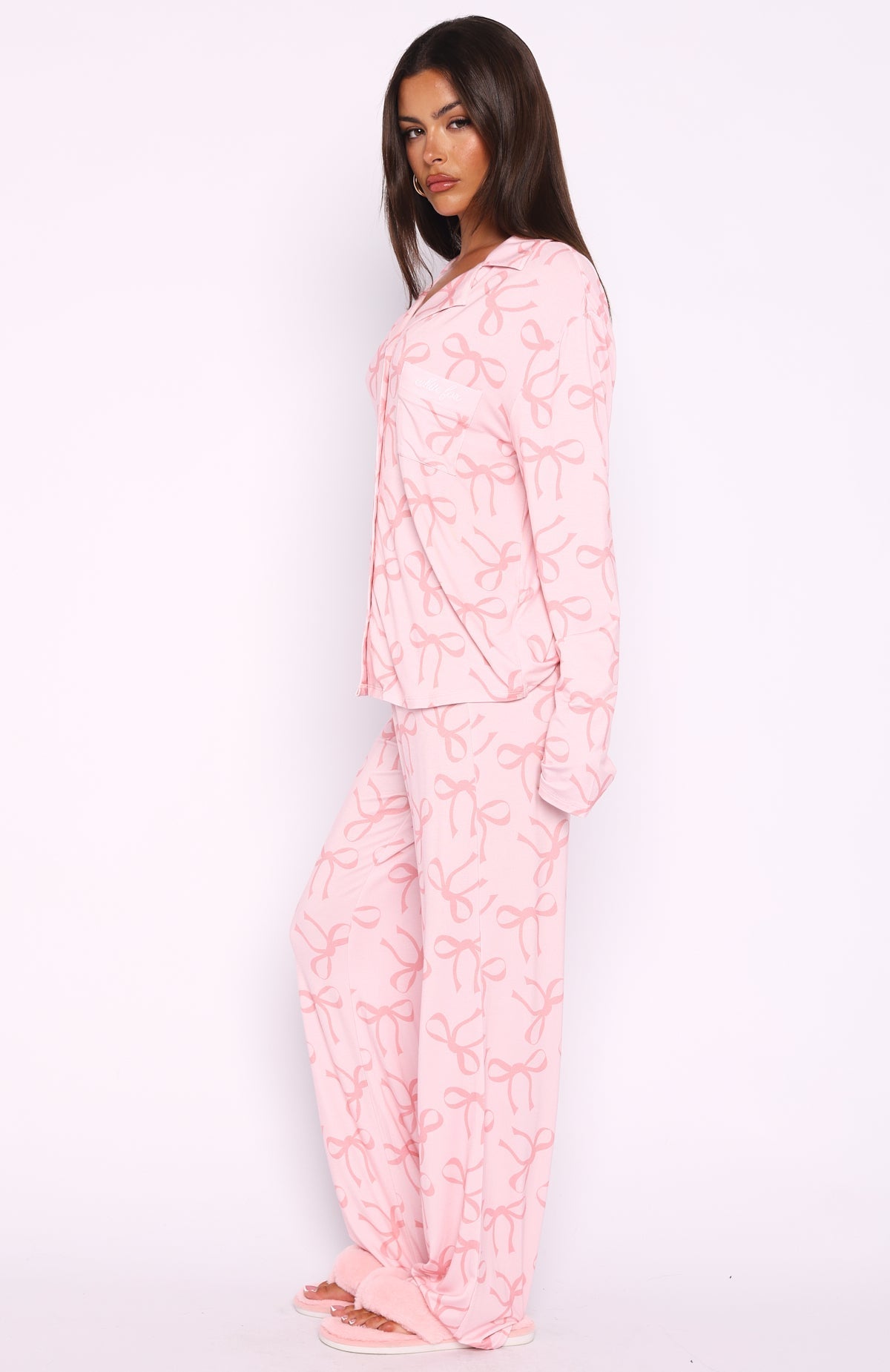 White Fox Pillow Talk Printed Long Sleeve Pyjama Set Posy Bow