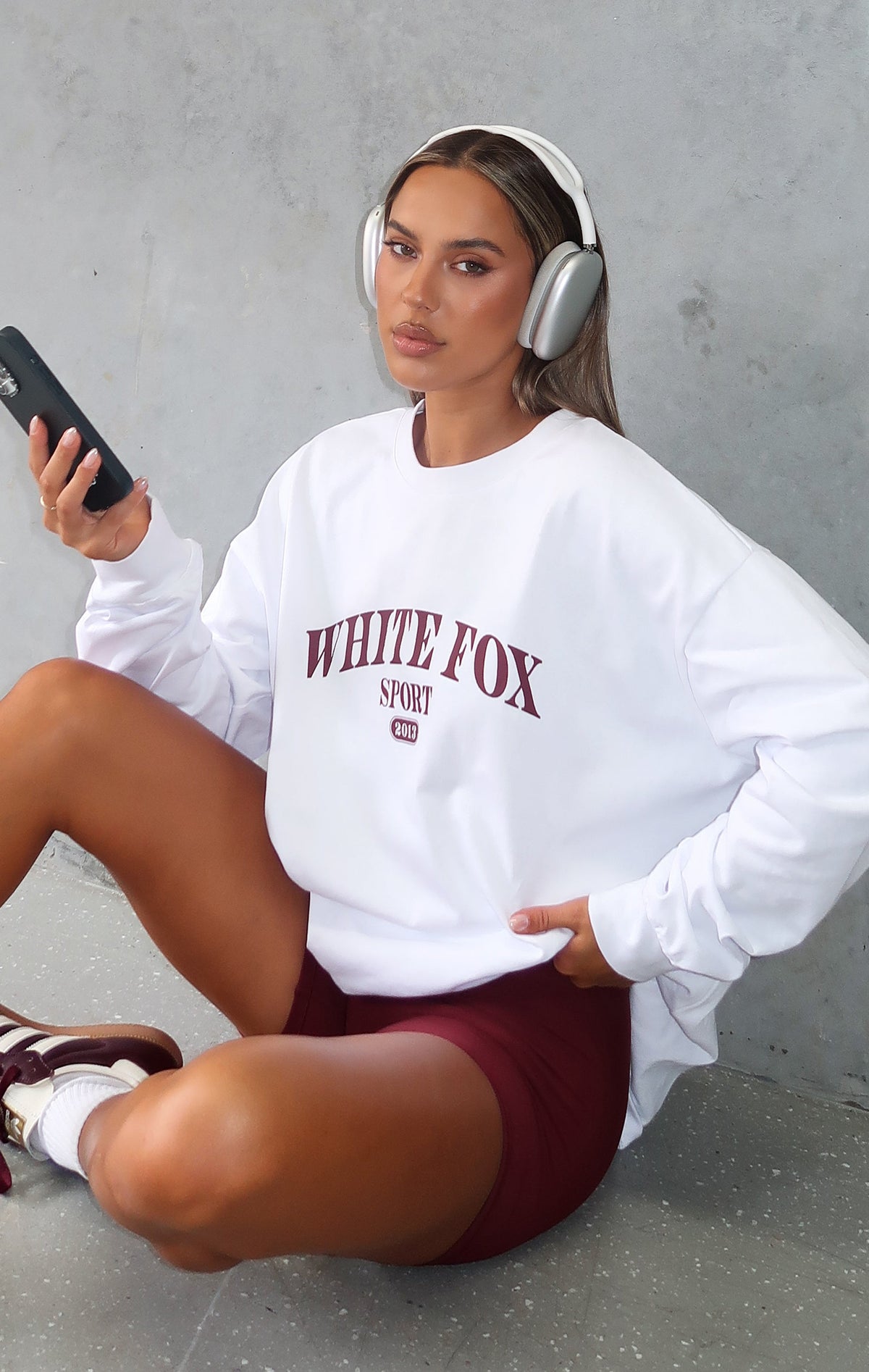 White Fox Stand With You Long Sleeve Oversized Tee White