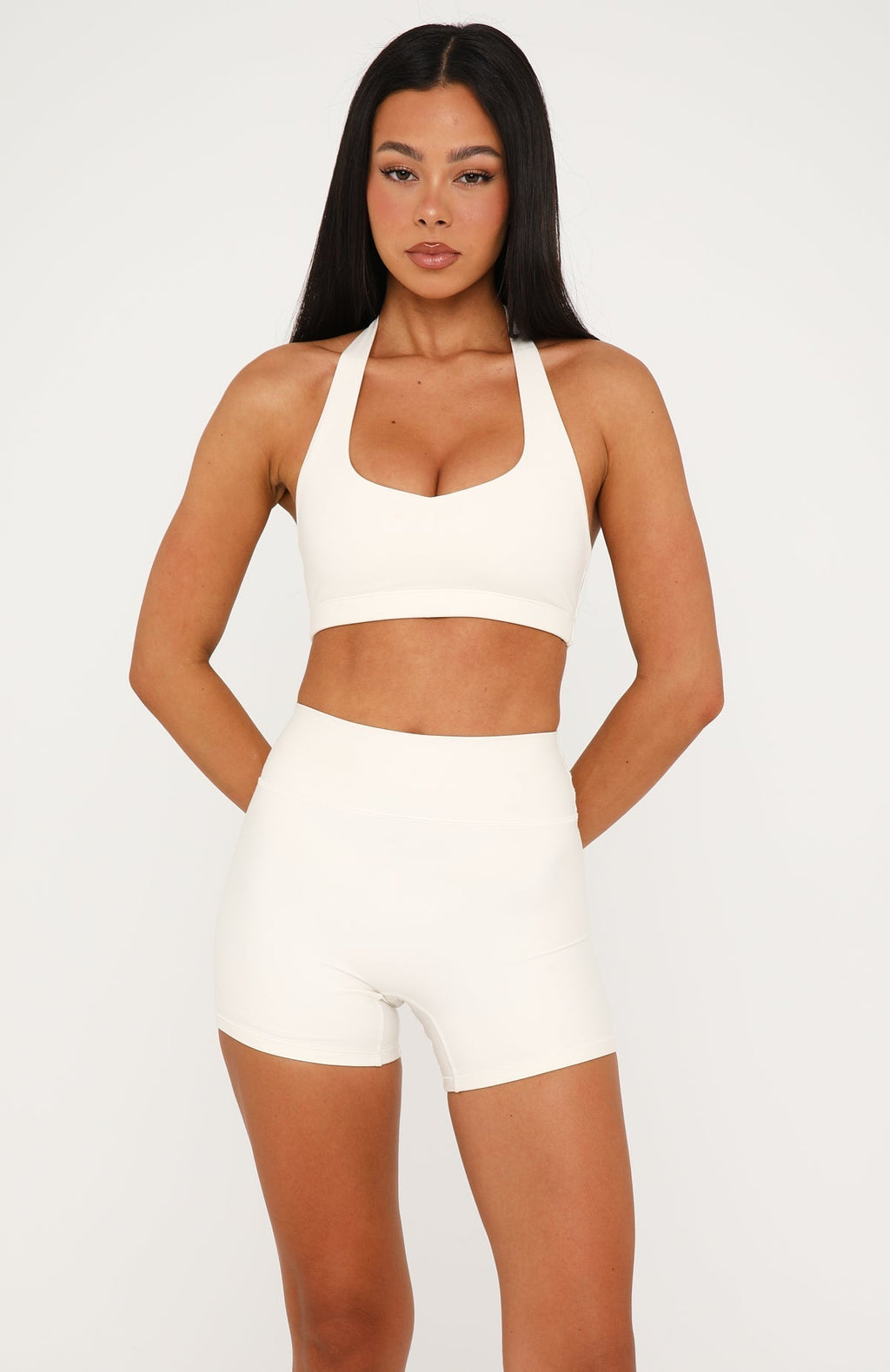 White Fox Keep Moving High Waisted Shorts Cream