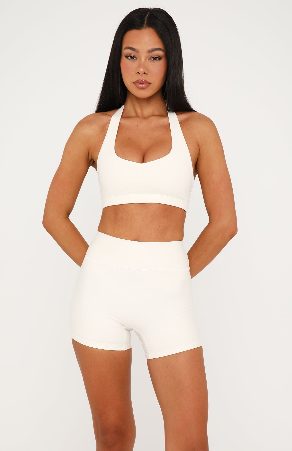 White Fox Keep Moving High Waisted Shorts Cream