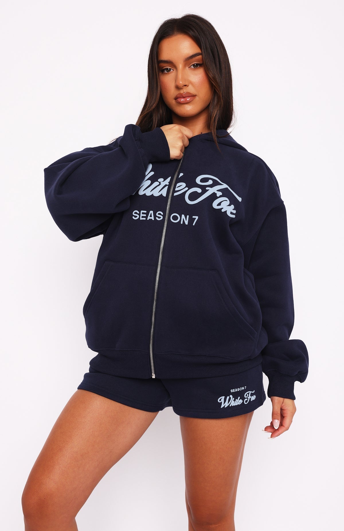 White Fox Season 7 Zip Front Hoodie Deep Sea