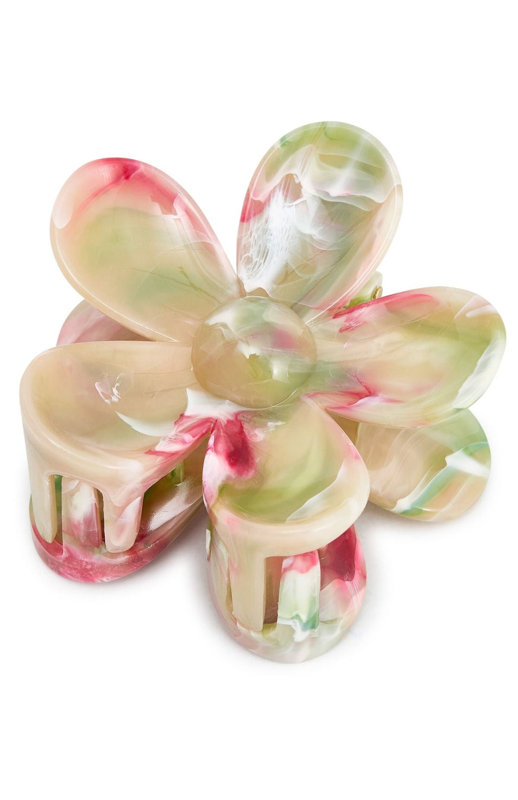 White Fox Romina Hair Clip Pink Marble