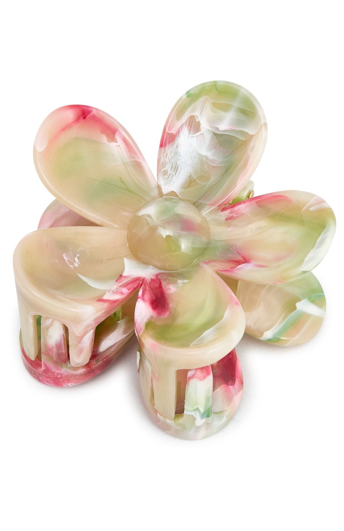 White Fox Romina Hair Clip Pink Marble