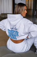 White Fox With Love Always Oversized Hoodie Grey Marle