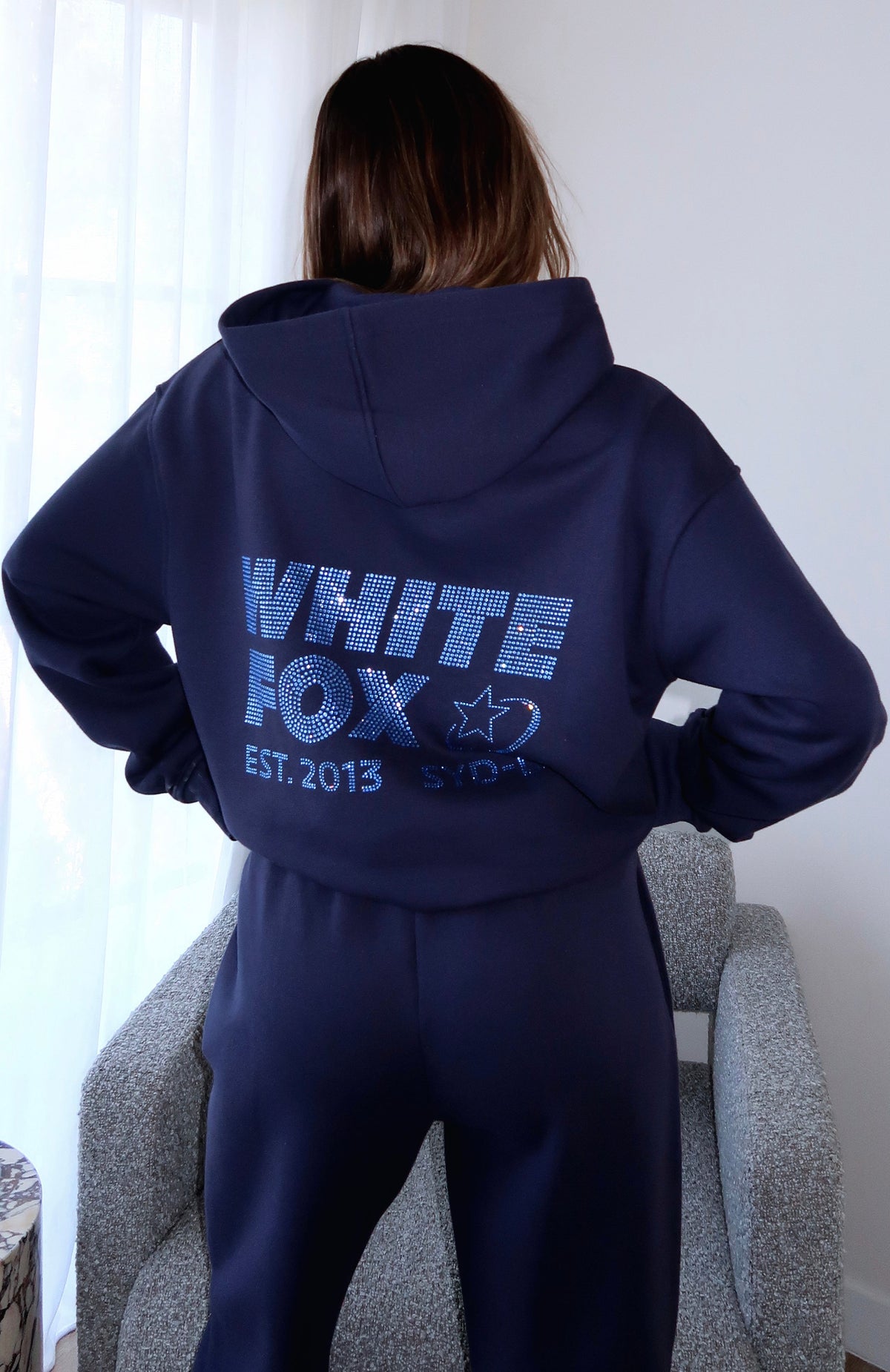 White Fox Always Shining Oversized Hoodie Navy