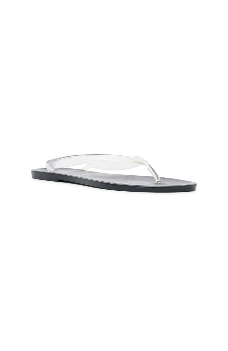 White Fox Dean Jelly Thong Sandals Black/Clear