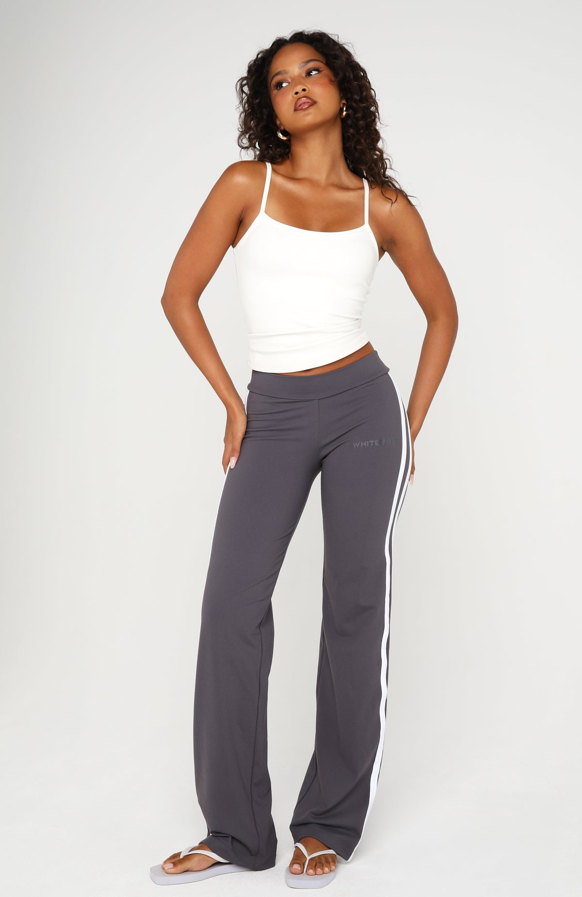 White Fox Almost Ready Straight Leg Pants Charcoal