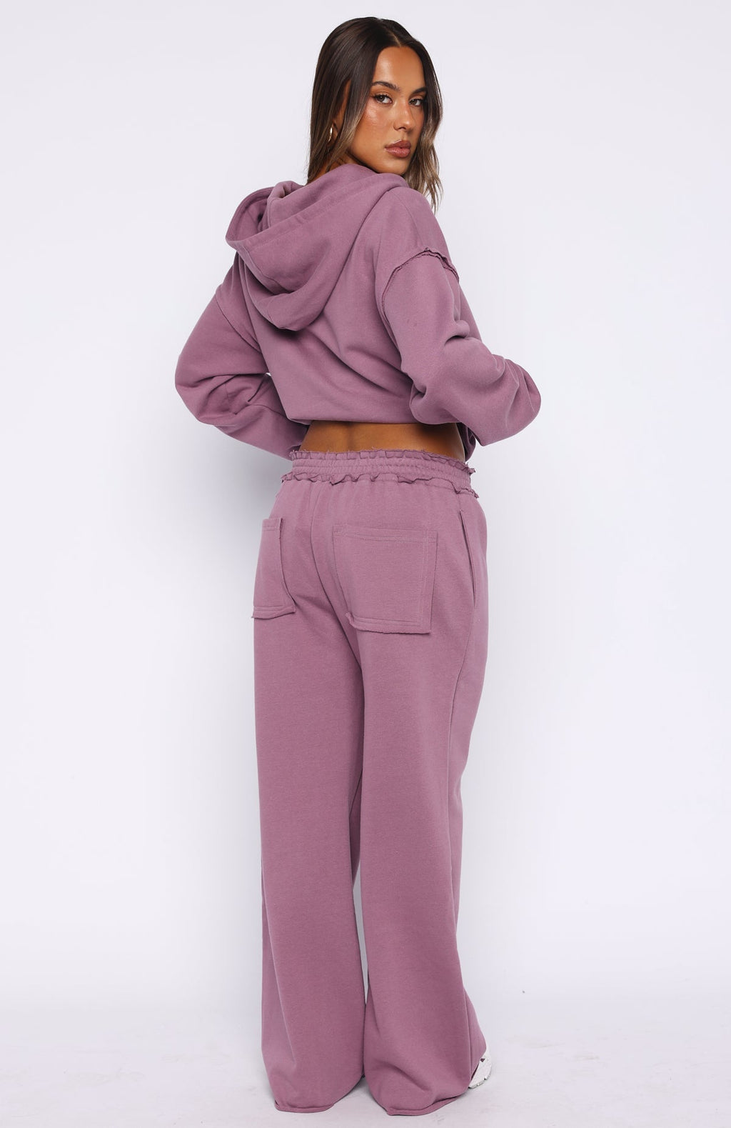 White Fox On My Own Terms Wide Leg Sweatpants Dusty Plum