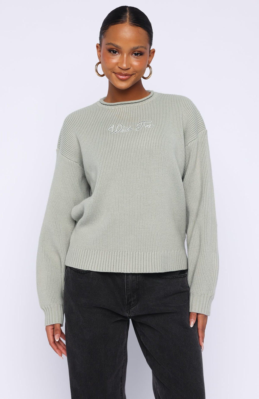 White Fox Snow Dreams Knit Sweater Sage