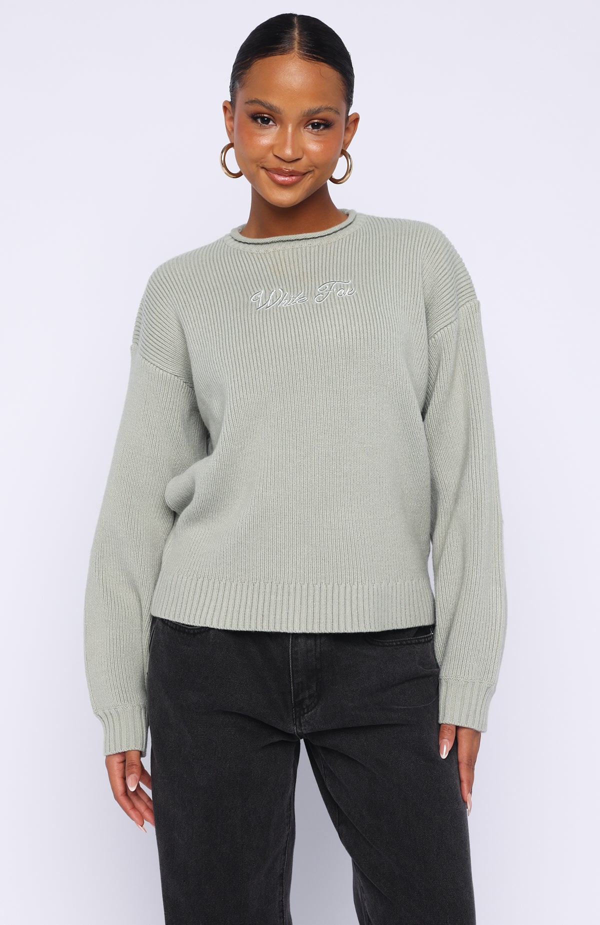 White Fox Snow Dreams Knit Sweater Sage