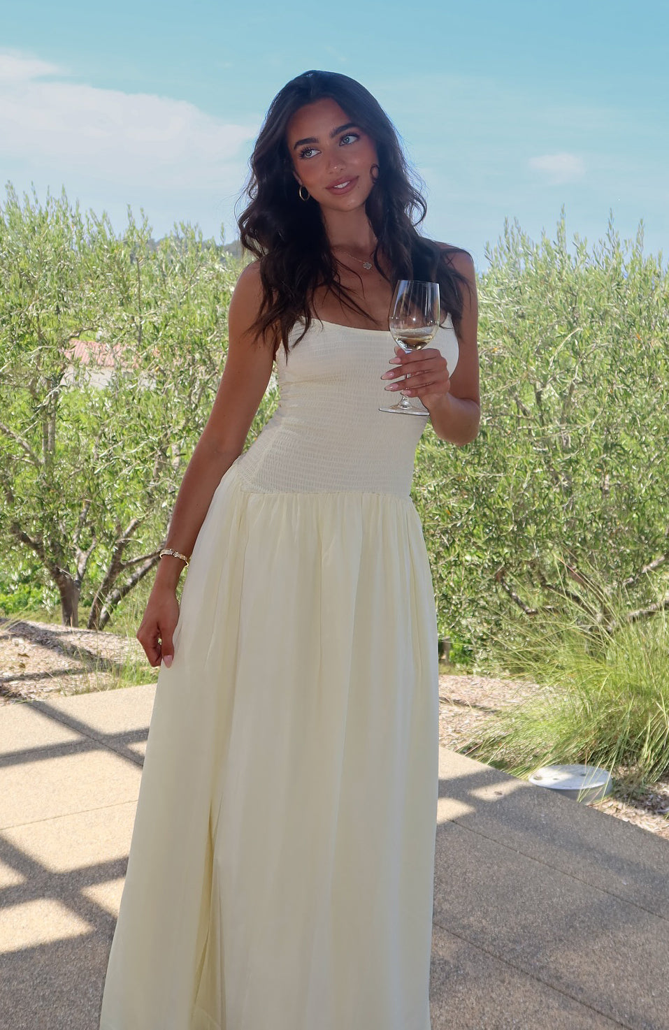 White Fox Too Many Questions Maxi Dress Lemon