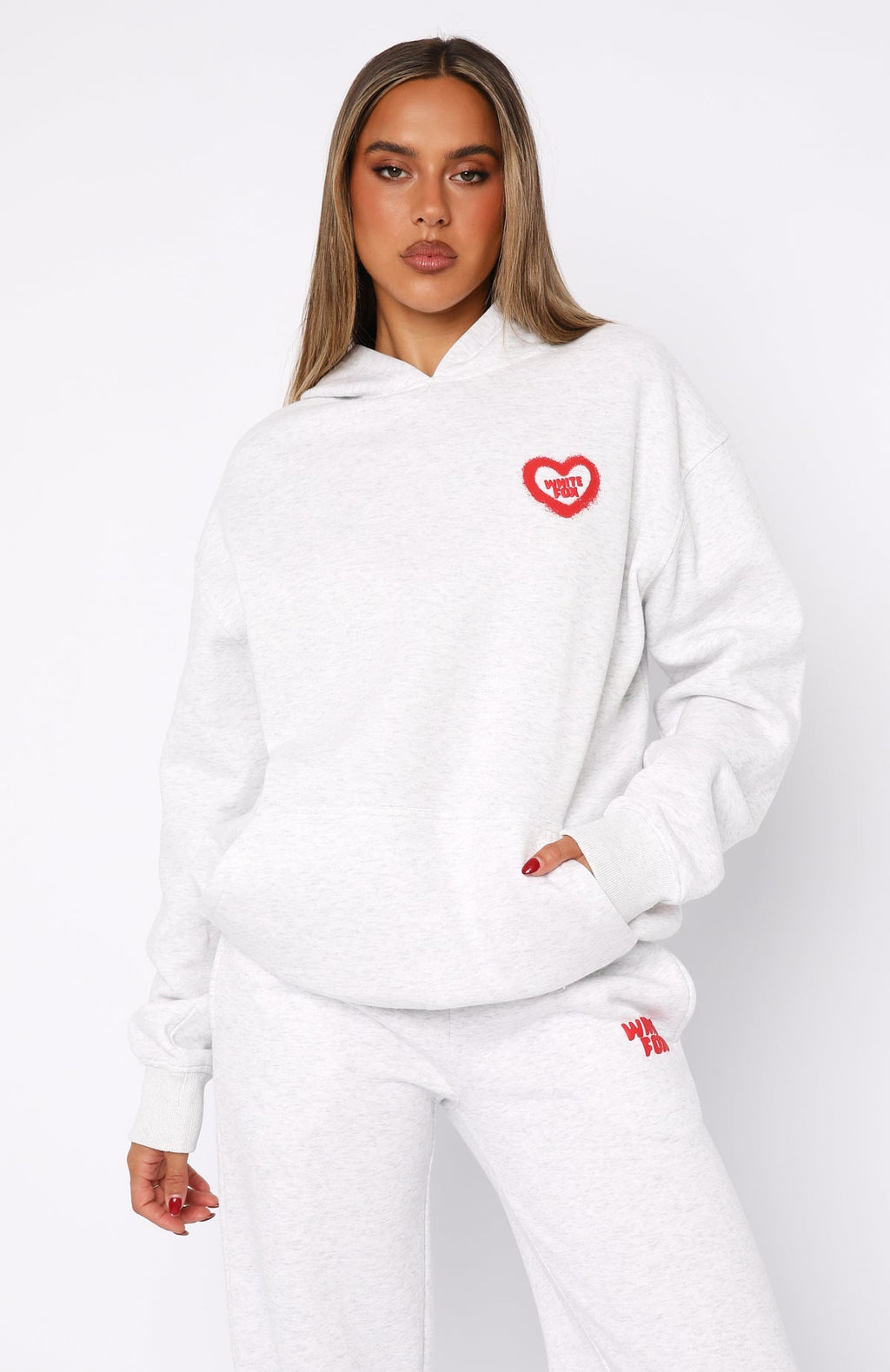 White Fox 11th Street City Girl At Heart Oversized Hoodie Cherry Glaze