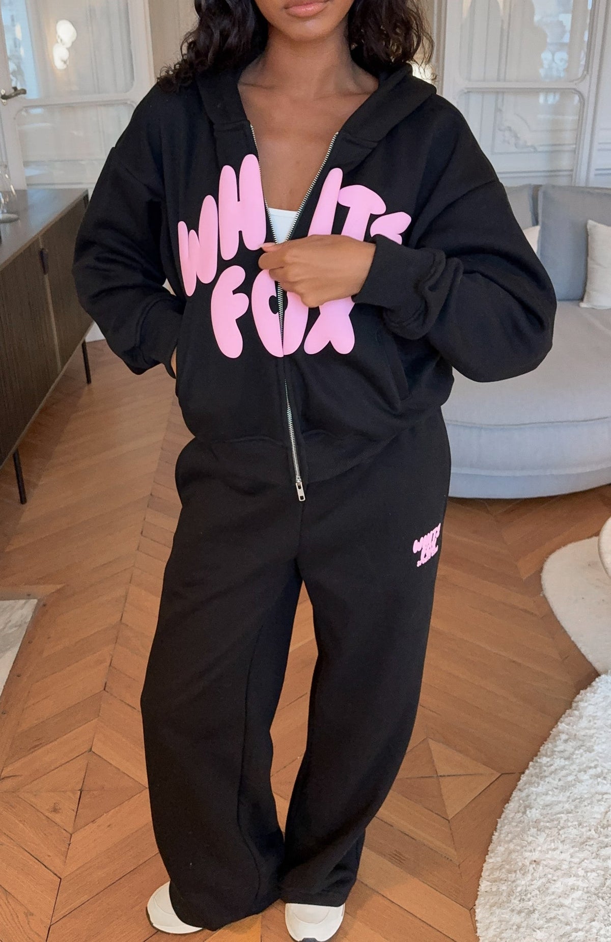White Fox Club 14 Allie Wide Leg Sweatpants Black
