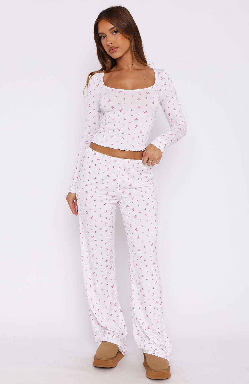 White Fox Dreamy Pyjama Pants Pink Blossom