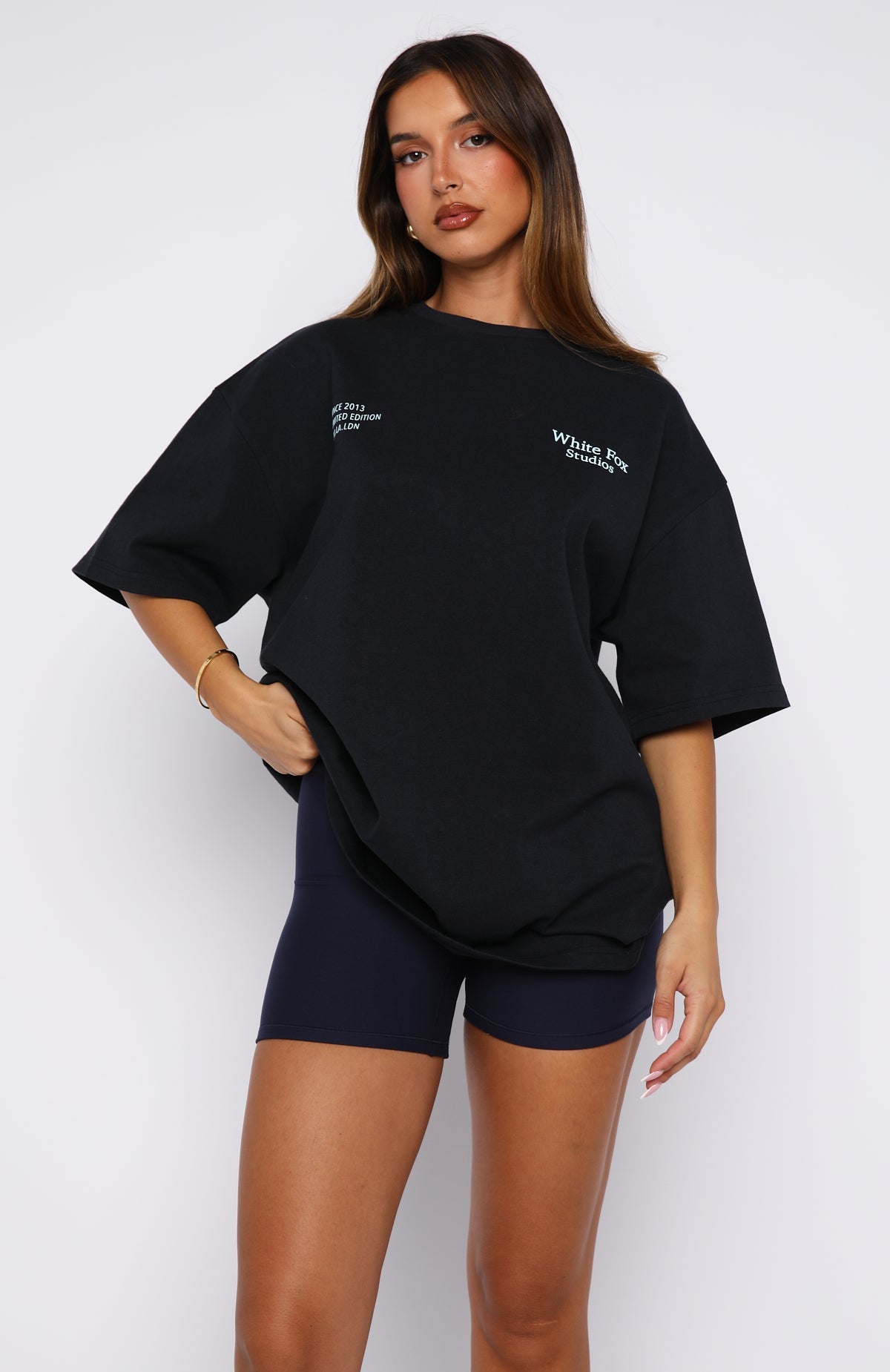 White Fox Midnight Chill Oversized Tee Navy
