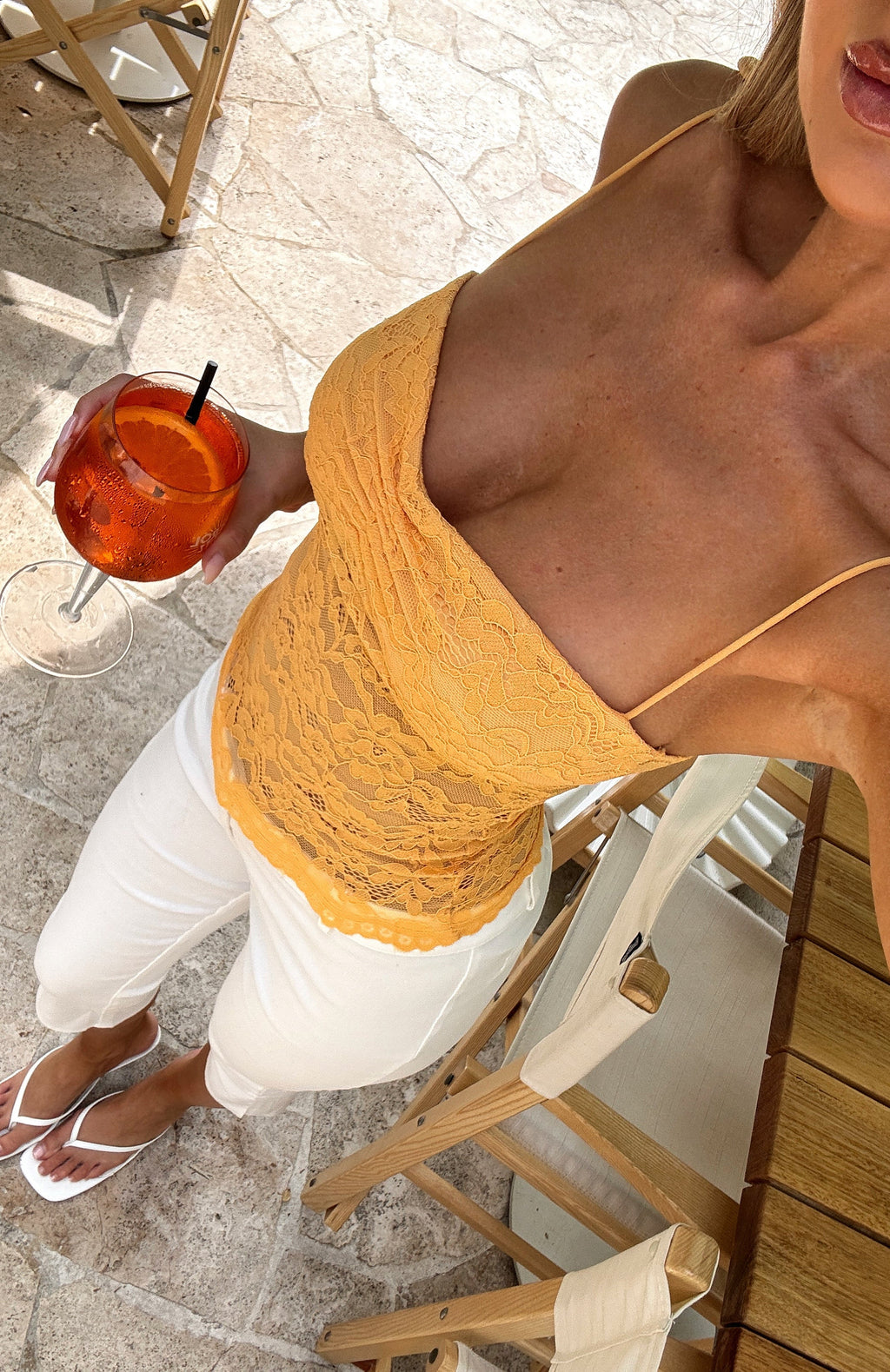 White Fox Soft Bloom Lace Top Mango