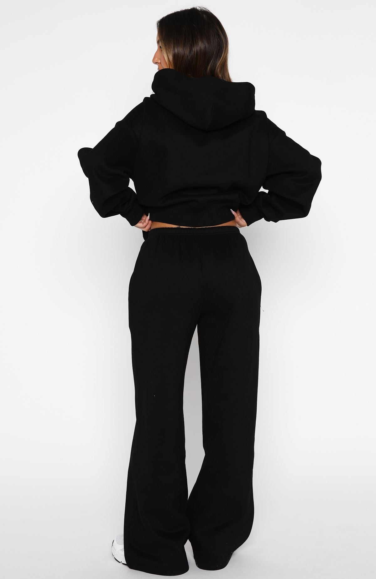 White Fox Test Drive Wide Leg Sweatpants Black