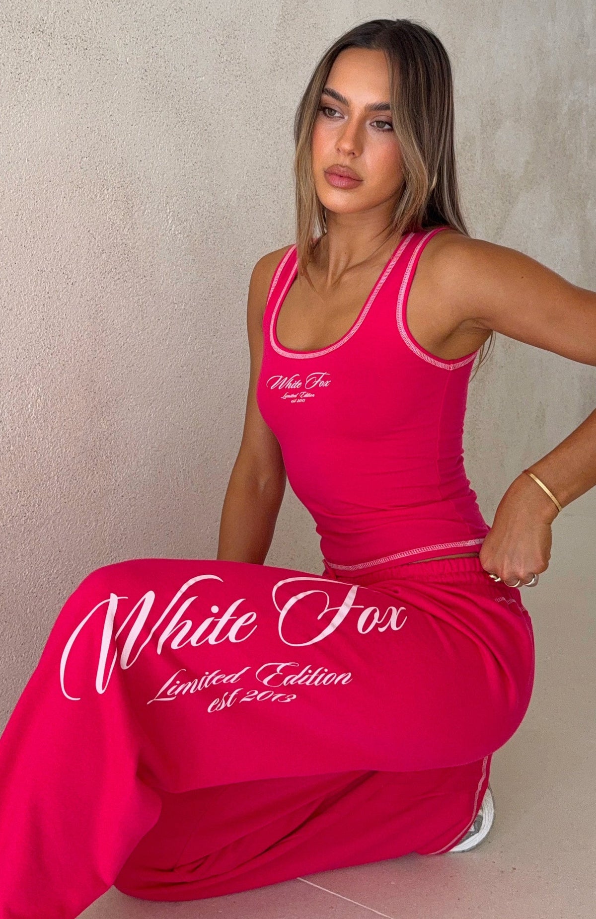 White Fox Don't Need Anyone Track Pants Pink