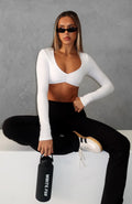 White Fox Sync Long Sleeve Crop White
