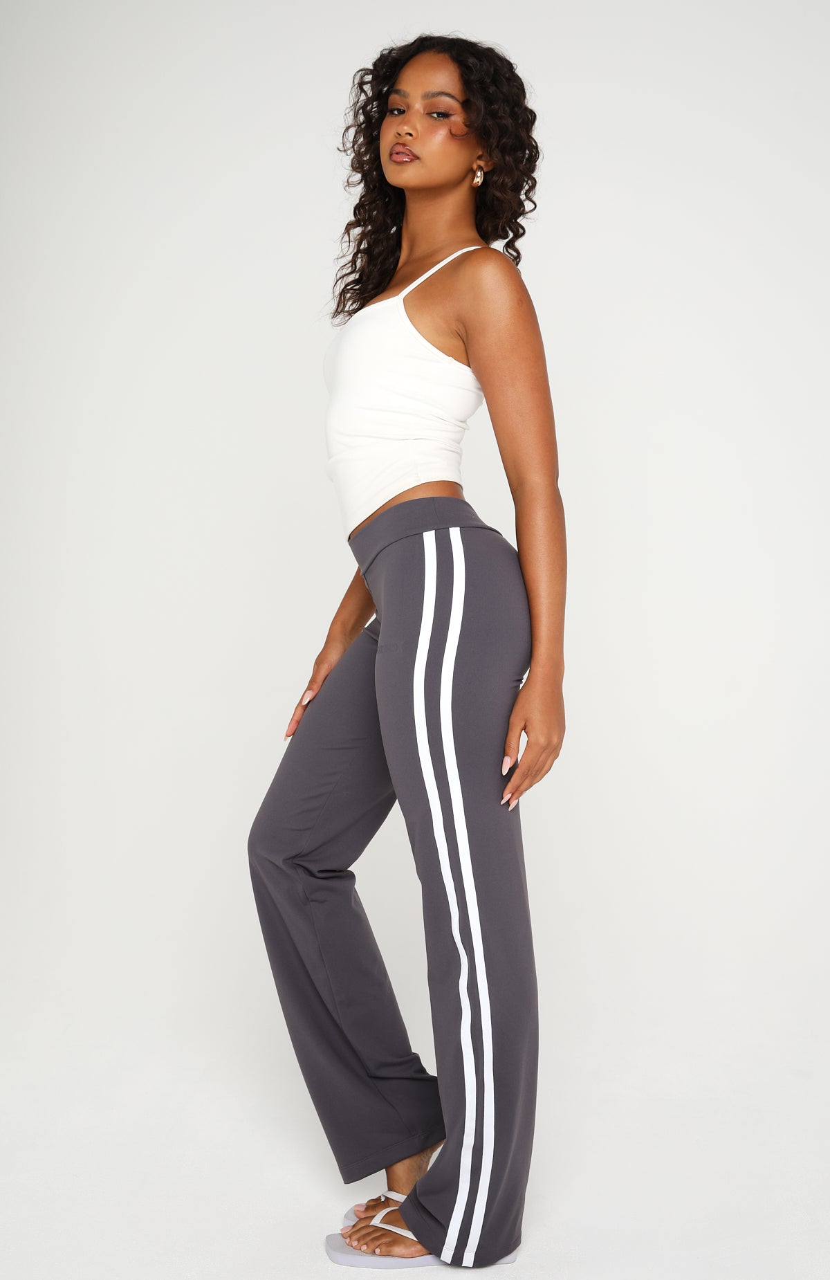 White Fox Almost Ready Straight Leg Pants Charcoal