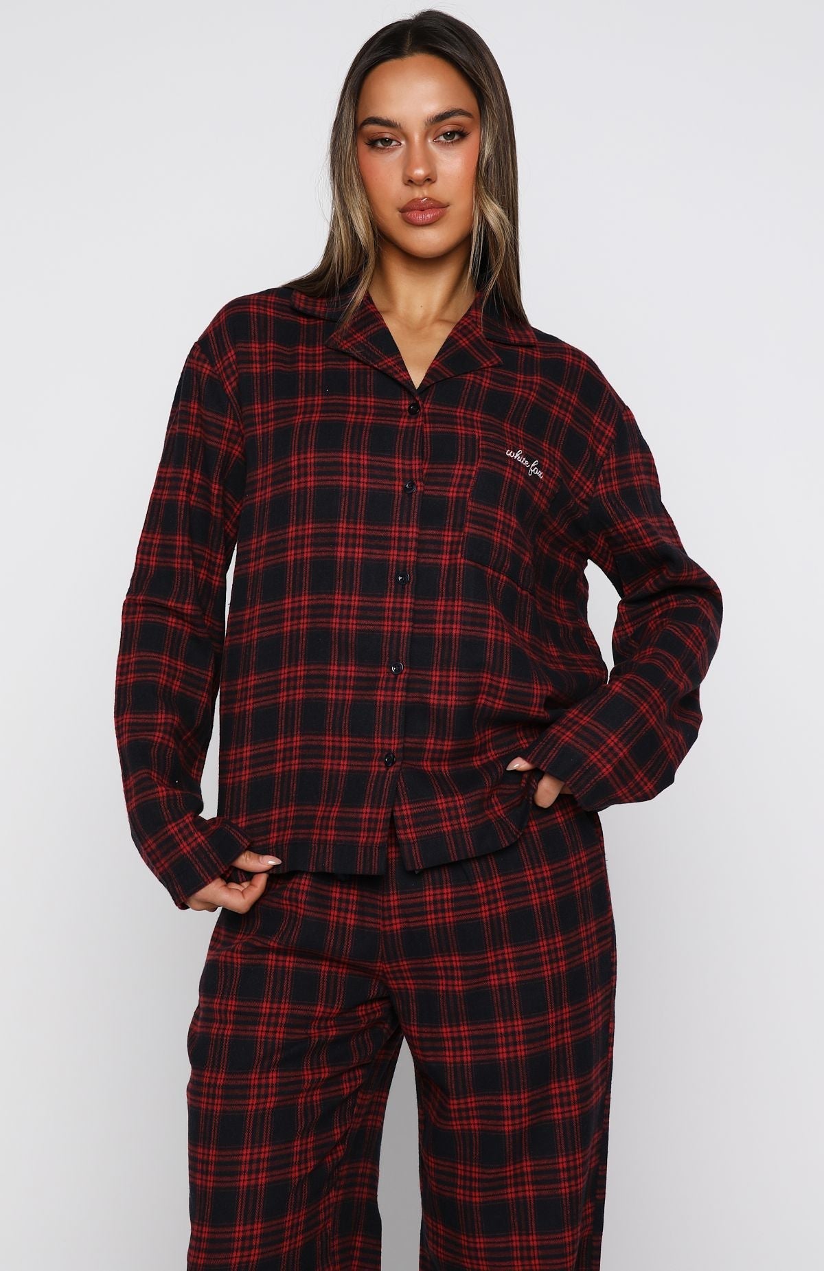 White Fox That Time Of Year Long Sleeve Pyjama Top Red/Navy