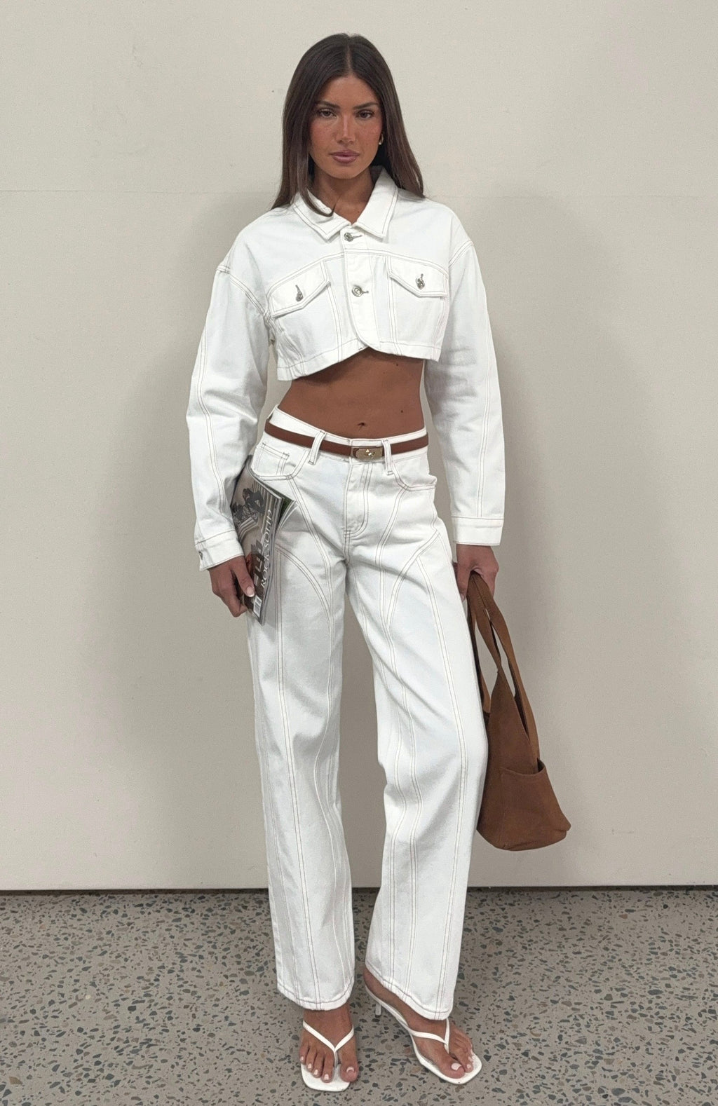 White Fox Did You Miss Me Mid Rise Straight Leg Jeans Off White