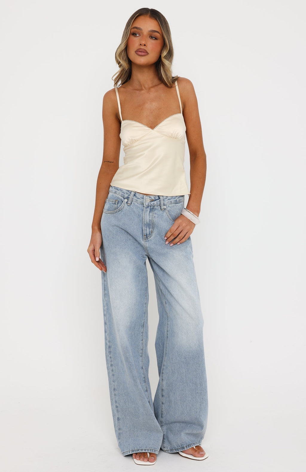 White Fox Soft Intentions Satin Top Butter