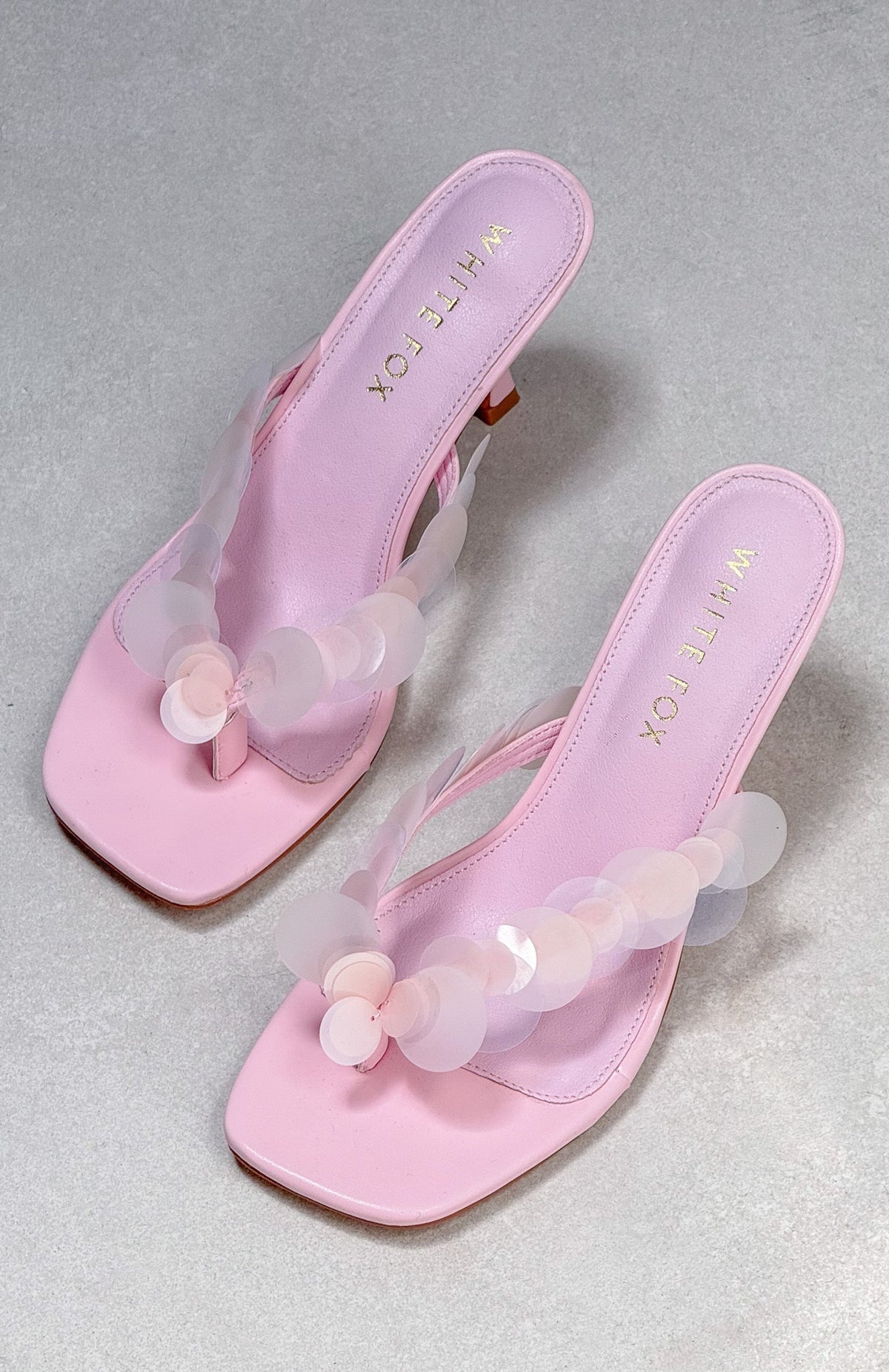 White Fox Imogen Sequin Mules Baby Pink
