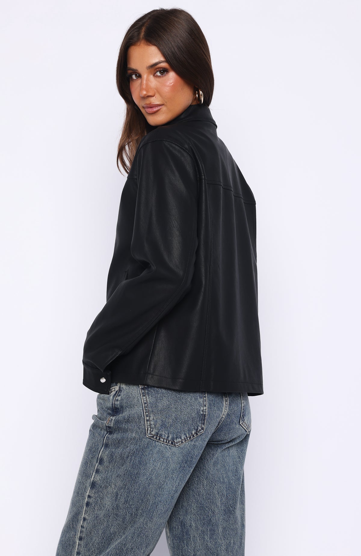 White Fox Never Possible PU Jacket Black